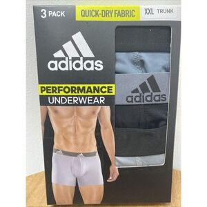Adidas Men's Performance 3-Pack Trunk Underwear, XXL, Black/Gray Quick Dry.